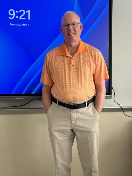 Mr. Petty poses for a photograph during his final weeks of teaching at SBRHS.